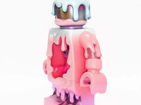 Drukowanie 3D Pastelowa kroplówka z stopionego bloku Zabawka LEGO Model 3D