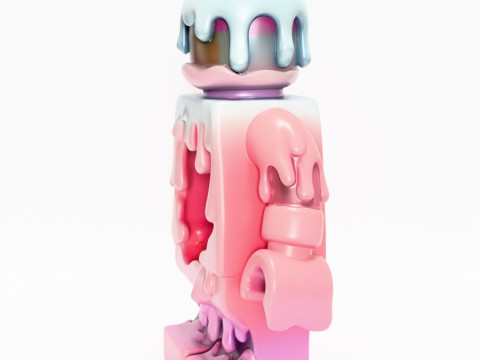 Drukowanie 3D Pastelowa kroplówka z stopionego bloku Zabawka LEGO Model 3D