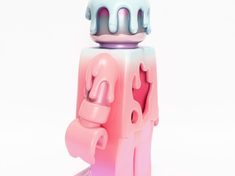 Drukowanie 3D Pastelowa kroplówka z stopionego bloku Zabawka LEGO Model 3D