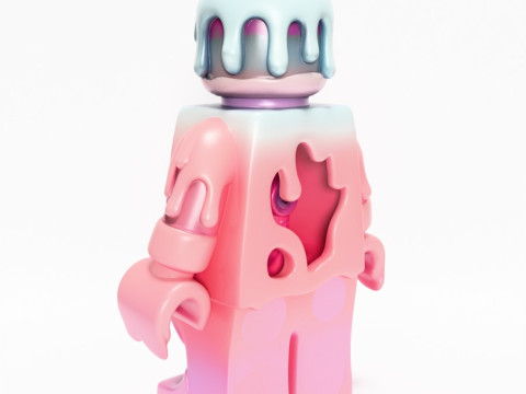 Drukowanie 3D Pastelowa kroplówka z stopionego bloku Zabawka LEGO Model 3D