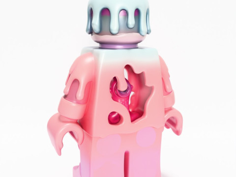 Drukowanie 3D Pastelowa kroplówka z stopionego bloku Zabawka LEGO Model 3D