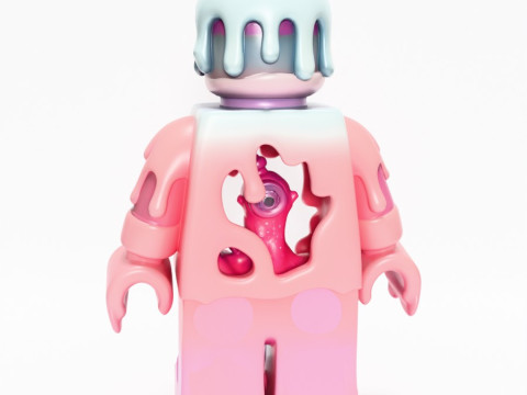 Drukowanie 3D Pastelowa kroplówka z stopionego bloku Zabawka LEGO Model 3D