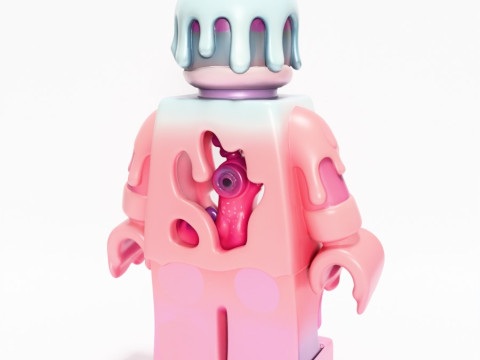 Drukowanie 3D Pastelowa kroplówka z stopionego bloku Zabawka LEGO Model 3D