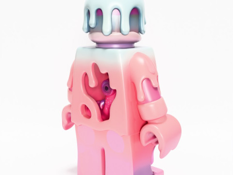 Drukowanie 3D Pastelowa kroplówka z stopionego bloku Zabawka LEGO Model 3D