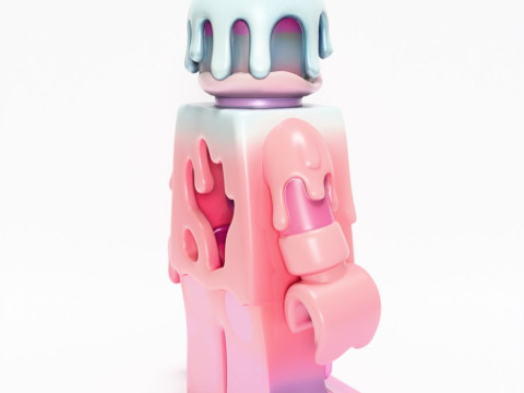 Drukowanie 3D Pastelowa kroplówka z stopionego bloku Zabawka LEGO Model 3D