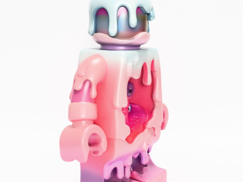 Drukowanie 3D Pastelowa kroplówka z stopionego bloku Zabawka LEGO Model 3D