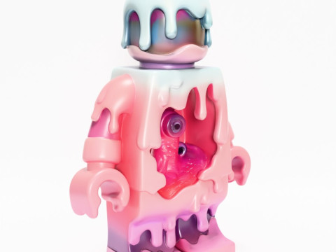 Drukowanie 3D Pastelowa kroplówka z stopionego bloku Zabawka LEGO Model 3D