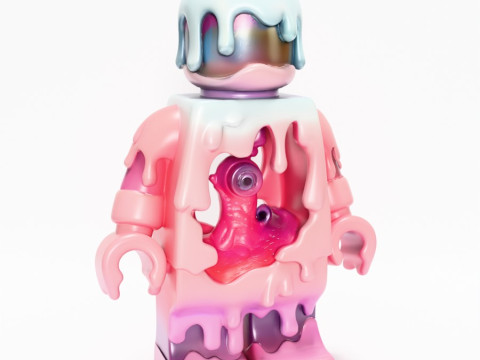 Drukowanie 3D Pastelowa kroplówka z stopionego bloku Zabawka LEGO Model 3D