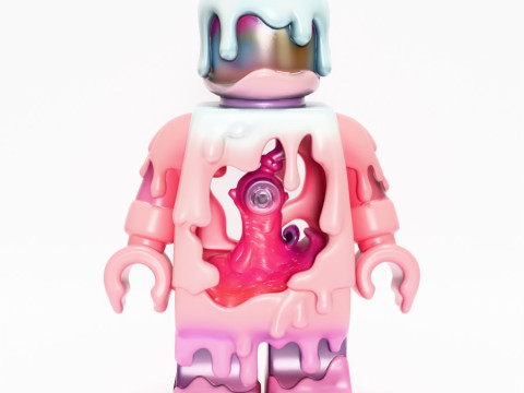 Drukowanie 3D Pastelowa kroplówka z stopionego bloku Zabawka LEGO Model 3D