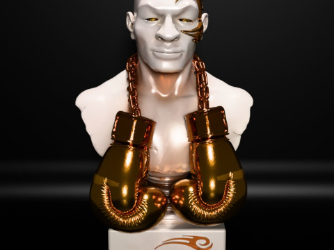 Stampa 3D Mike Tyson Boxing Statue Golden Guanti giocattolo Modello 3D