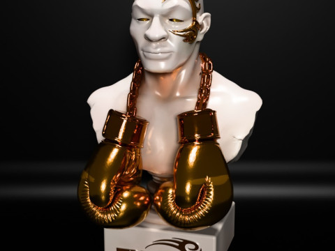 Stampa 3D Mike Tyson Boxing Statue Golden Guanti giocattolo Modello 3D