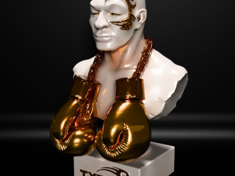 Stampa 3D Mike Tyson Boxing Statue Golden Guanti giocattolo Modello 3D