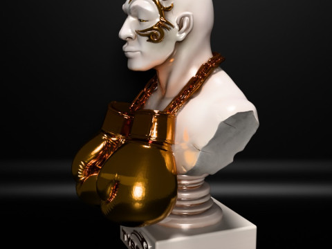 Stampa 3D Mike Tyson Boxing Statue Golden Guanti giocattolo Modello 3D