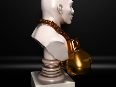 Stampa 3D Mike Tyson Boxing Statue Golden Guanti giocattolo Modello 3D