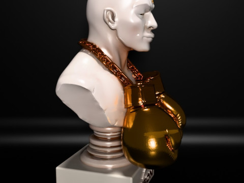 Stampa 3D Mike Tyson Boxing Statue Golden Guanti giocattolo Modello 3D