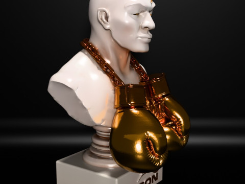 Stampa 3D Mike Tyson Boxing Statue Golden Guanti giocattolo Modello 3D