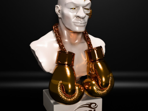 Stampa 3D Mike Tyson Boxing Statue Golden Guanti giocattolo Modello 3D