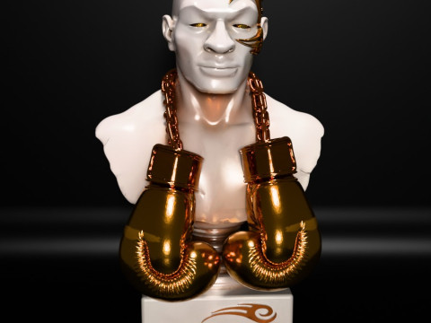 Stampa 3D Mike Tyson Boxing Statue Golden Guanti giocattolo Modello 3D