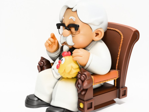 3D Printing Throne Colonel Sanders The Chicken Father KFC toy 3D Modell