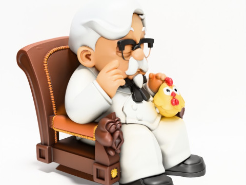 3D Printing Throne Colonel Sanders The Chicken Father KFC toy 3D Modell