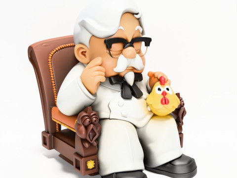 3D Printing Throne Colonel Sanders The Chicken Father KFC toy 3D Modell