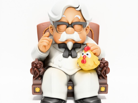 3D Printing Throne Colonel Sanders The Chicken Father KFC toy 3D Modell