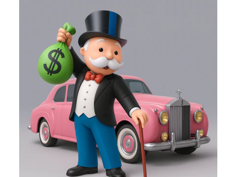 Stampa 3D Giocattolo per borsa per contanti per auto di lusso Mr Monopoly Rich Uncle Modello 3D