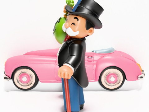 3D Printing Mr Monopoly Rich Uncle Luxury Car Cash Bag toy 3D Model