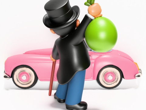 3D Printing Mr Monopoly Rich Uncle Luxury Car Cash Bag toy 3D Model