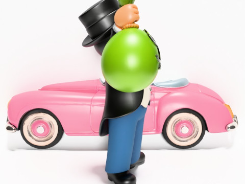 3D Printing Mr Monopoly Rich Uncle Luxury Car Cash Bag toy 3D Model