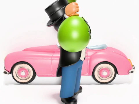 3D Printing Mr Monopoly Rich Uncle Luxury Car Cash Bag toy 3D Model