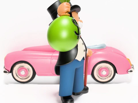 3D Printing Mr Monopoly Rich Uncle Luxury Car Cash Bag toy 3D Model