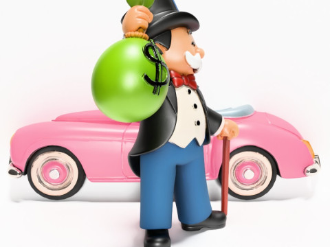 3D Printing Mr Monopoly Rich Uncle Luxury Car Cash Bag toy 3D Model