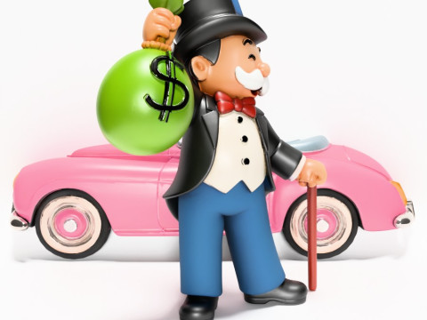 3D Printing Mr Monopoly Rich Uncle Luxury Car Cash Bag toy 3D Model