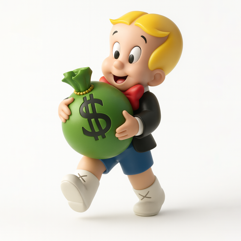 3D Printing Happy Richie Rich Poor Little Rich Boy Cash Bag toy Modelo 3D .c4d .max .obj .3ds .fbx .stl .blend