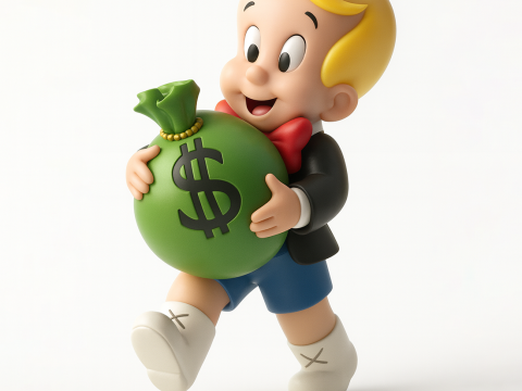 3D Printing Happy Richie Rich Poor Little Rich Boy Cash Bag toy 3D Model