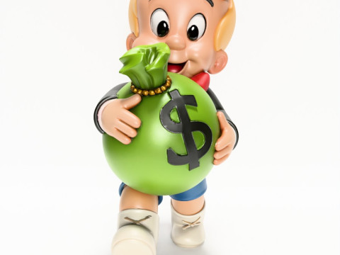 3D Printing Happy Richie Rich Poor Little Rich Boy Cash Bag toy Modelo 3D