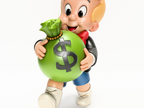 3D Printing Happy Richie Rich Poor Little Rich Boy Cash Bag toy Modelo 3D