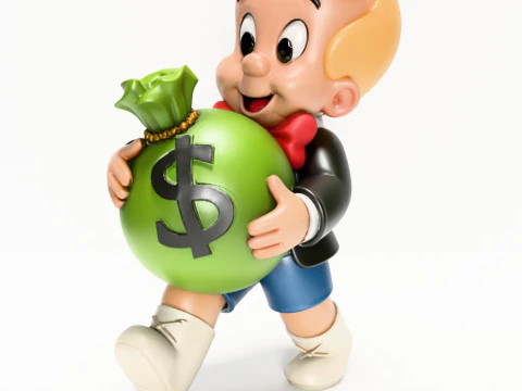 3D Printing Happy Richie Rich Poor Little Rich Boy Cash Bag toy 3D Model