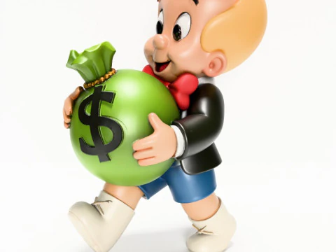 3D Printing Happy Richie Rich Poor Little Rich Boy Cash Bag toy 3D Model