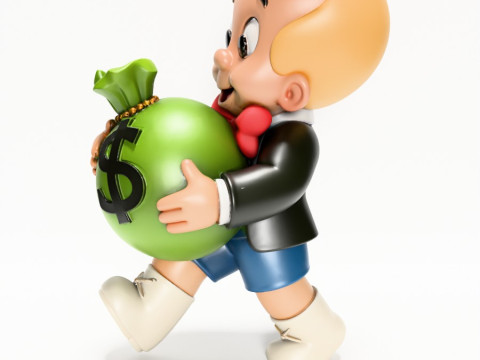 3D Printing Happy Richie Rich Poor Little Rich Boy Cash Bag toy Modelo 3D