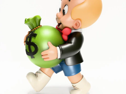 3D Printing Happy Richie Rich Poor Little Rich Boy Cash Bag toy 3D Model