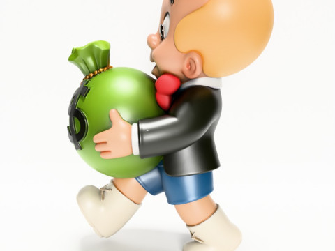 3D Printing Happy Richie Rich Poor Little Rich Boy Cash Bag toy Modelo 3D