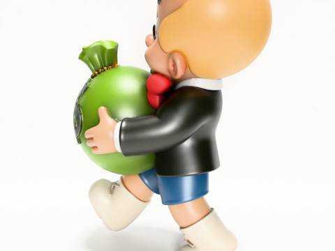 3D Printing Happy Richie Rich Poor Little Rich Boy Cash Bag toy Modelo 3D