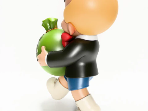 3D Printing Happy Richie Rich Poor Little Rich Boy Cash Bag toy 3D Model