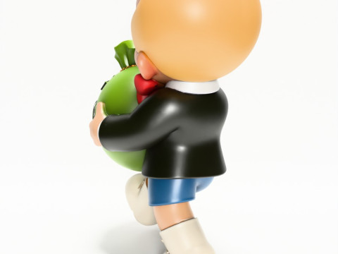 3D Printing Happy Richie Rich Poor Little Rich Boy Cash Bag toy Modelo 3D