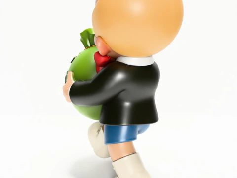 3D Printing Happy Richie Rich Poor Little Rich Boy Cash Bag toy 3D Model