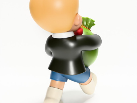 3D Printing Happy Richie Rich Poor Little Rich Boy Cash Bag toy Modelo 3D
