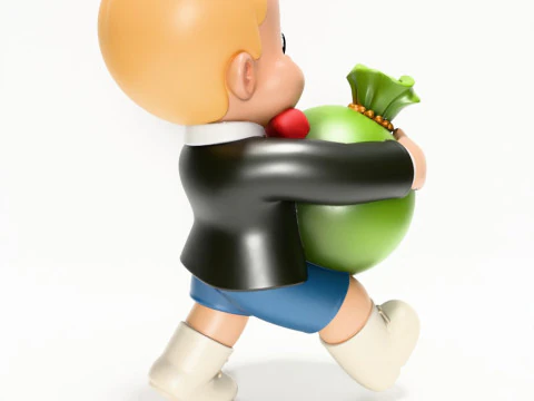 3D Printing Happy Richie Rich Poor Little Rich Boy Cash Bag toy 3D Model