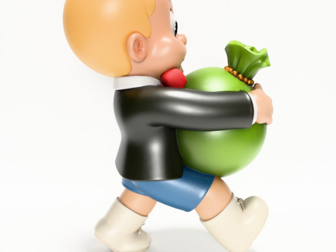 3D Printing Happy Richie Rich Poor Little Rich Boy Cash Bag toy Modelo 3D